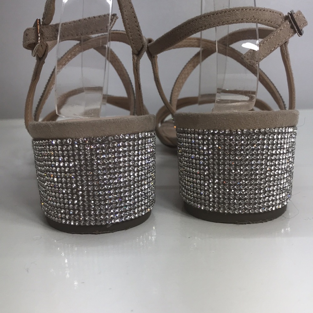 Nina Tan Faux Suede and Rhinestones Sandals Size 9.5 - Picture 4 of 7